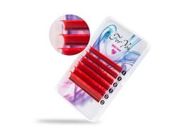 ЦВЕТНЫЕ РЕСНИЦЫ, FOR YOU WITH LOVE, RED МИКС 8-13 (6 ЛЕНТ)