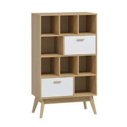 Калгари гостиная Стеллаж 802х400х1350 Дуб натуральный светлый / Белый матовый