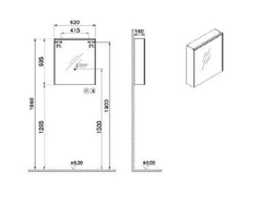 Зеркальный шкаф, Vitra Mirrors, 60 см, с LED подсветкой, левосторонний, 66909