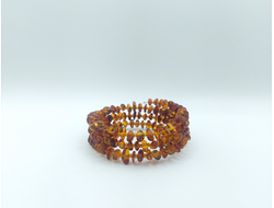 Браслет из темно-медового янтаря , тройной , безразмерный