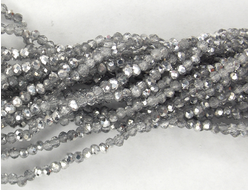 Бусины стеклянные"Рондели" 3х2 мм нить 200 шт цвет серебро