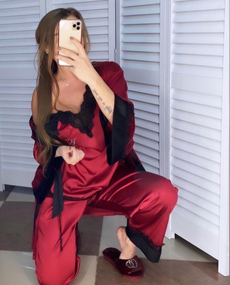 Домашняя одежда Виктория Сикрет 6в1 цвет бордовый