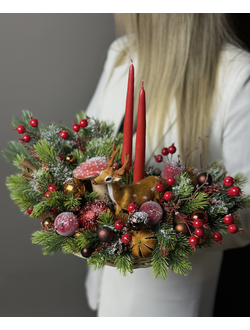 Композиция со свечами,мухомором ,оленем