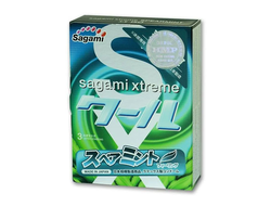 759/1 Презервативы Sagami, xtreme, Mint, латекс, 19 см, 5,2 см, 3 шт.