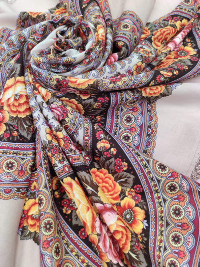 Павловопосадский платок Пламень сердца 1786-2