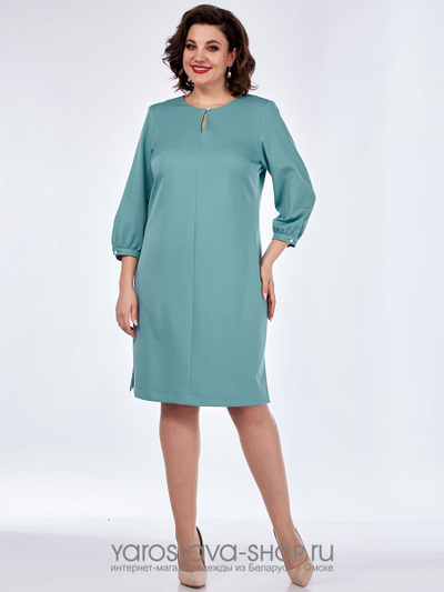 Платье прямого силуэта бирюзового цвета