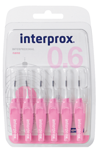 Ершики межзубные 0,6 мм, розовые Interprox, Dentaid, 6 шт.