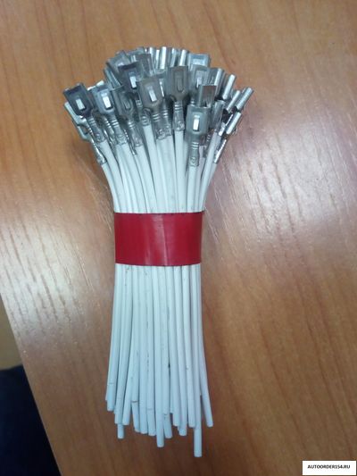 Контакт "мама" с проводом (медным) 6,3 луженный с фиксацией   (цена за 100 шт.)