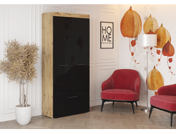 ЛДСП Шкаф БАСТОН 0,9 Дуб Вотан/Черный глянец