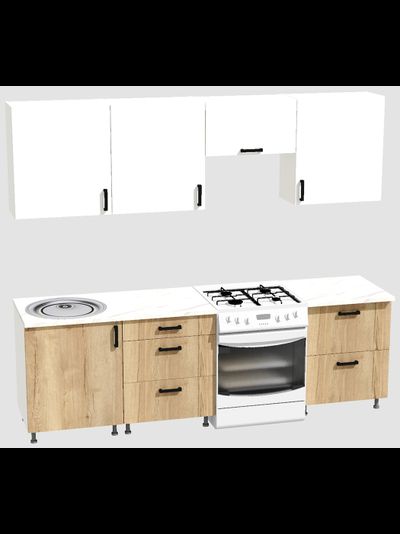 Кухня Эконом 1,8 метра (600х600х600) Цвет: Белый/Дуб Вотан