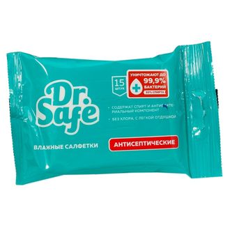 Салфетки влажные DR.SAFE Ментол антибактериальные, спирт 30% 15шт/уп