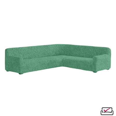 Чехол на классический угловой диван Микрофибра  Малахит. Защита мягкой мебели от животных.