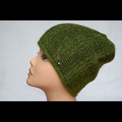 Стильная женская шапка с помпоном Vizio Италия 6467 зеленая