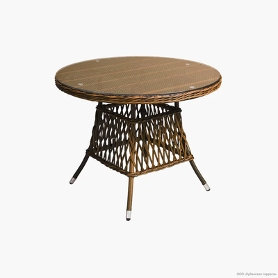 Стол ПРОВАНС круглый/стекло 70см из ротанга