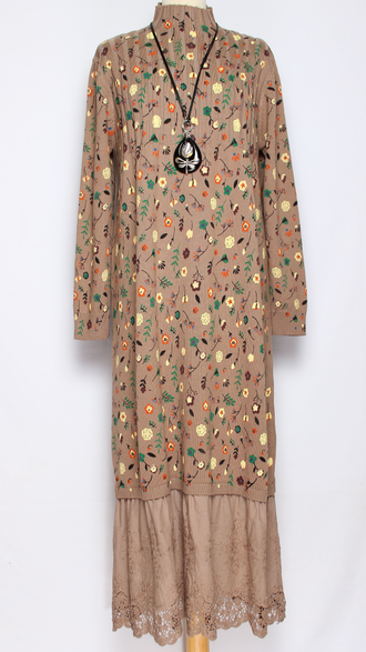 ПЛАТЬЕ БОХО хлопок "ПРОВАНС ВОЛАН" какао р.46-54