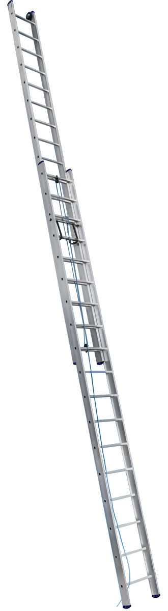 Алюминиевая профессиональная приставная двухсекционная лестница с канатной тягой