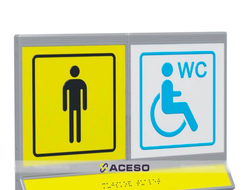 Пиктограмма тактильная, модульная "Мужской общественный туалет с кабиной доступной для инвалидов на