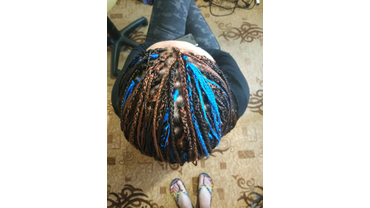 Афрокосы зизи прямы цветные плетение Краснодар работа домашней мастерской Ксении Грининой