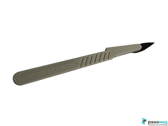 Скальпель канцелярский, макетный нож, не стерильный №18, Хуаюин Медикал Инструментс Ко., Лтд, Китай (SCCG-0018 остроконечный, брюшистый, углеродистая сталь, 10 шт.в уп.
