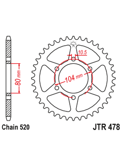 Звезда ведомая (45 зуб.) RK B4028-45 (Аналог: JTR478.45) для мотоциклов Kawasaki