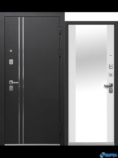 Дверь входная металлическая Luxor Букле чёрный Зеркало купить в Челябинске | КВИРТЕК