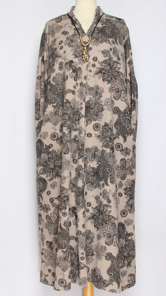 Платье Бохо вельветовое "СТОЙКА ЗАЩИП ЦВЕТЫ" бежевое  до р.52