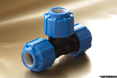 Тройник обжимной ПЭ ТПК АКВА для ПНД труб 20 25 32 40 50 63 75 90 110