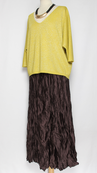 Юбка плотная шелковая "Жатая" хаки, кофе р.46-54