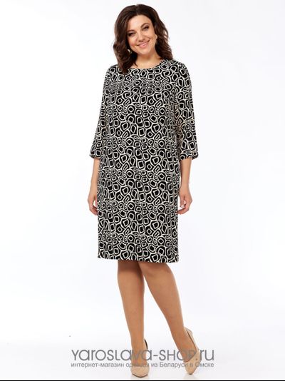 Модель: 2118. Стильное платье с принтом ломаные квадраты.