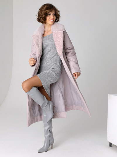 Пальто 23303 серо-розовый