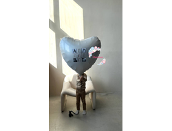 Сердце с индивидуальной надписью и фотографиями (Размер шара 91 см)