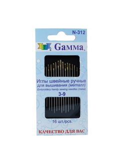 Набор игл для шитья ручных Gamma для вышивания №3-9 в конверте, 16шт, N-312