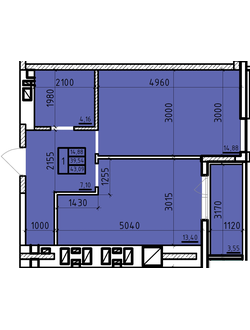 Однокомнатная 43,09 кв.м. ЦЕНА: