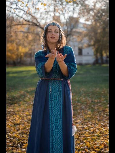Платье &quot;Синий рассвет&quot; ручное ткачество