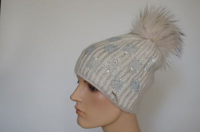 Женская шапка с помпоном Vizio Италия 1005 CP  белая