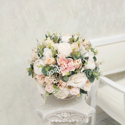 Круглая Композиция из искусственных цветов - Шёлковый путь № МС019 - купить в Москве