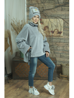 Меховая куртка цвет серо-голубой модель 104