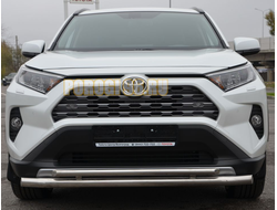Защита переднего бампера двойная с двумя подгибами d60/42 для Toyota RAV4 (2019-...)