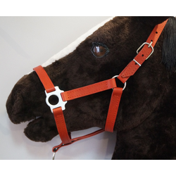 Недоуздок кожаный,цвет красный (размеры от COB до XFULL)