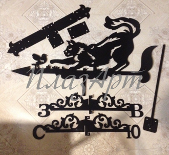 Флюгер на крышу Кошка с птичкой