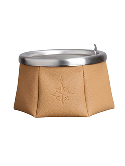 Пепельница нескользящая, коричневая, нержавеющая сталь и кожа