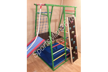 ДСК РАННЕГО РАЗВИТИЯ PLASTEP ТЕРЕМОК 170 С ПЛОЩАДКОЙ МЕТАЛЛ. Цвет: зеленый, перекладины цветные; Скалодром для детских комплексов.