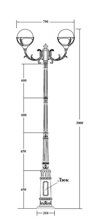 Светильники садово-парковые GENOVA 2 E7 (3,0м) (копия)