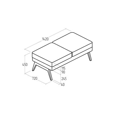 Пуф Everprof Marko двухместный Ткань Коричневый Темное дерево