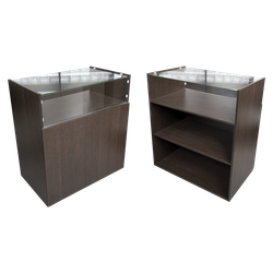 Прилавок с стеклянной витриной и полками для удобства