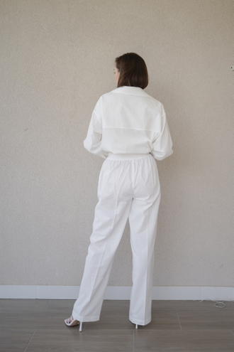 Брюки из вареного хлопка (белый)