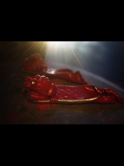 "Сургучные Императорские Лягушки", серьги югендстиль