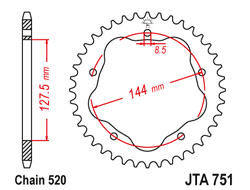 Звезда ведомая алюминиевая JT JTA751.38 (JTA751-38) (A751-38) для Ducati Road