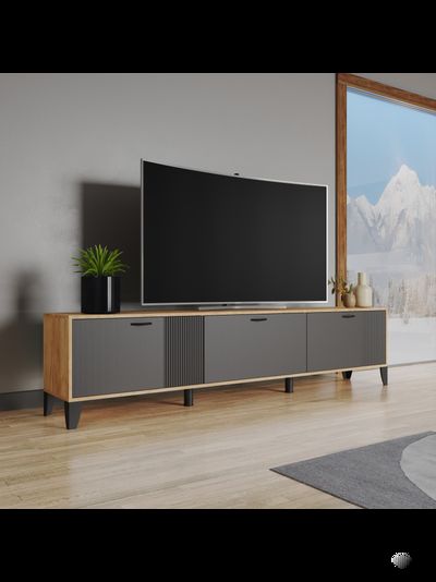 ТВМ-9 Тумба под ТВ Дуб Крафт Золотой/Карбон Вулкан