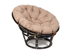 КРЕСЛО PAPASAN 23/01 W с подушкой античный чёрно-коричневый экошерсть коричневый